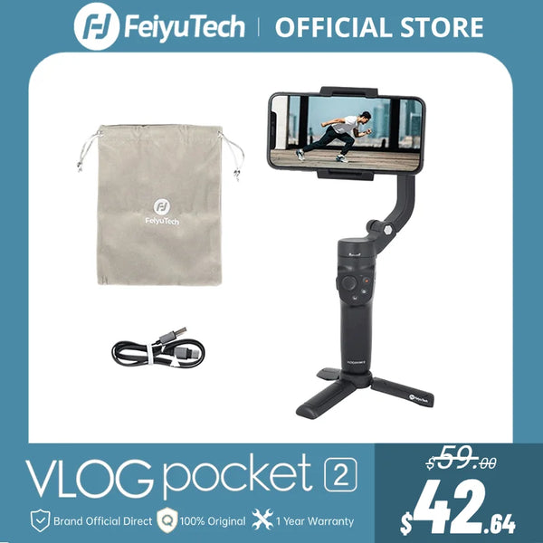 FeiyuTech OFFICIAL Vlog Pocket 2 Handheld Smartphone Gimbal Stabilizer selfie stick for iPhone 14 13 12 Samsung S23 Xiaomi 11